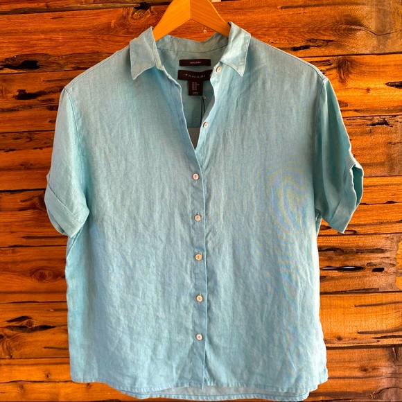 TAHARI Linen Button Down - Picture 1 of 3